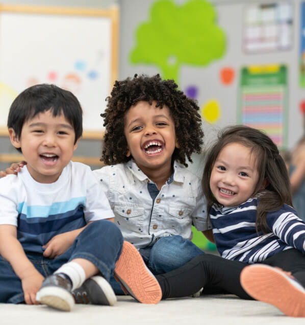 three happy kids